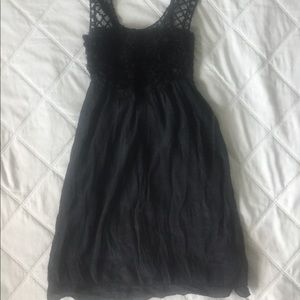 Mini Dress Black With Floral Detailing